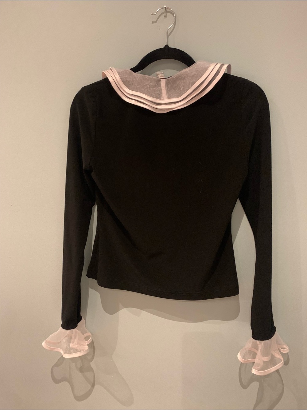 Joseph Ribkoff Black Button-Front Top with White Ruffle Trim - Picture 9 of 16